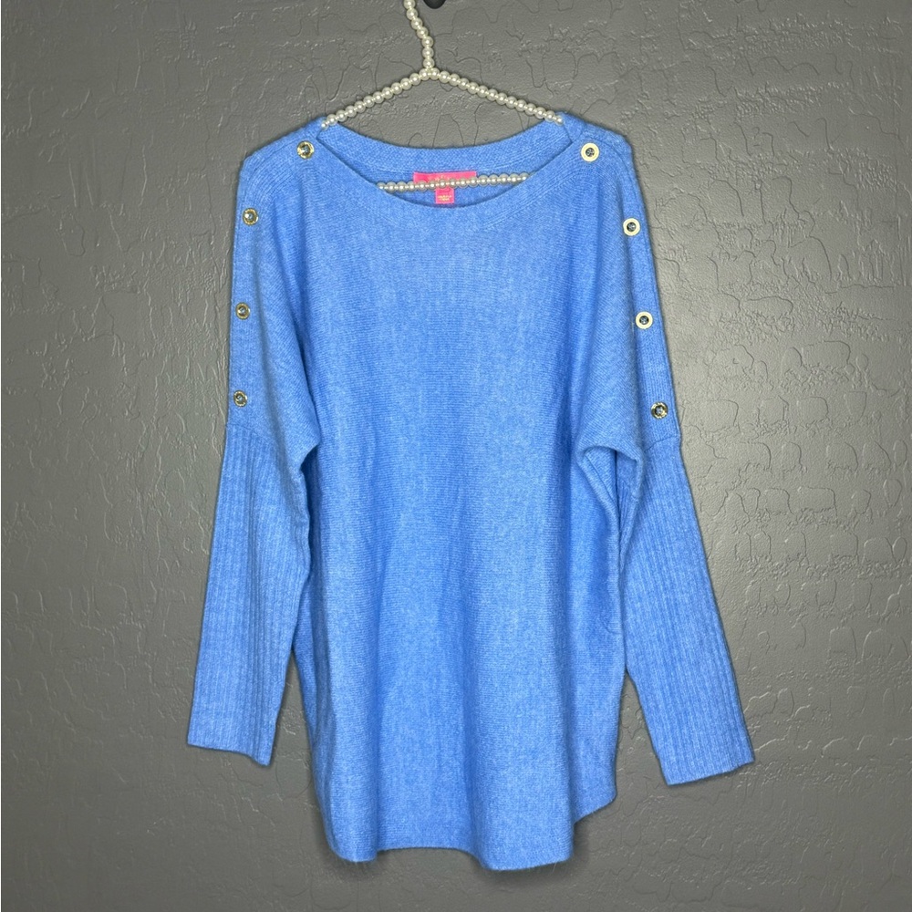 Lily Pulitzer Arna Heathered Abaco Blue Women's Sweater - Picture 4 of 9